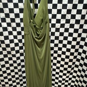 Speechless Green Backless Gown with Halter Neckline for Weddings